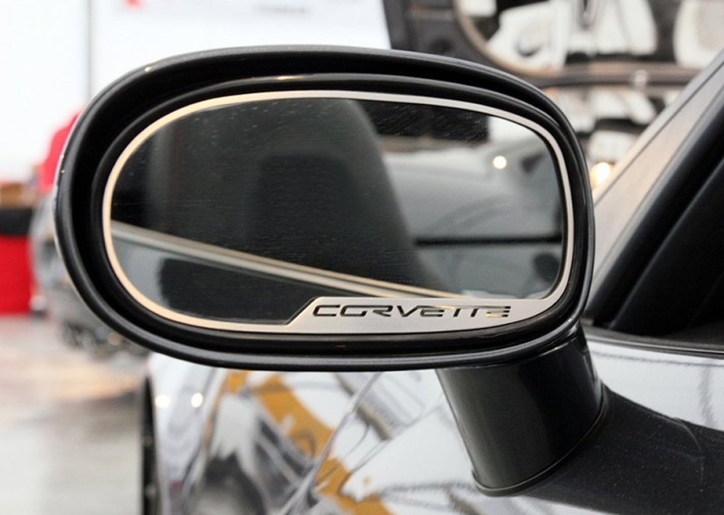 2005-2013 C6 Corvette, Mirror Trim Side View Corvette Style 2pc GML, Stainless Steel