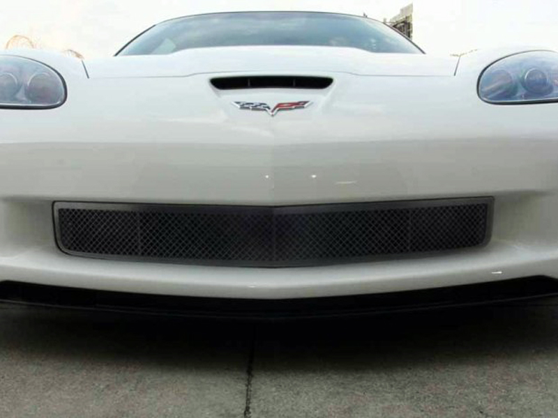 2006-2013 C6 ZR1/Z06/GS Corvette, Grille Laser Mesh Front Z06 Black Powder Coat Stealth, Stainless Steel