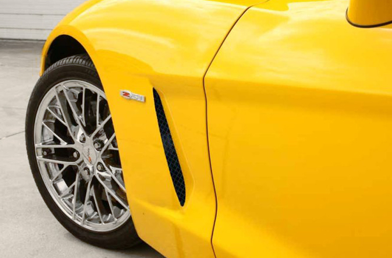 2005-2013 C6 Corvette, Vent Grilles Laser Mesh Side 2pc C6 Black Powder Coat Stealth, Stainless Steel