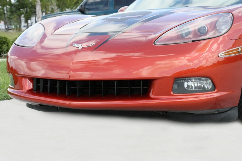 2005-2013 C6 Corvette, Grille Retro Style Semi Gloss Black Powder Coat Front C6, Stainless Steel