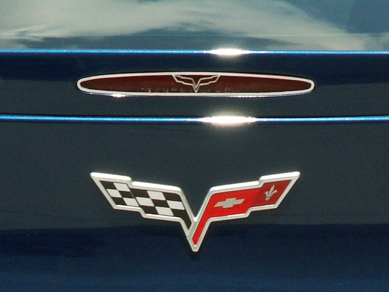 2005-2013 C6 Corvette, 5th Brake Light Trim Crossed Flags Style GML, Stainless Steel