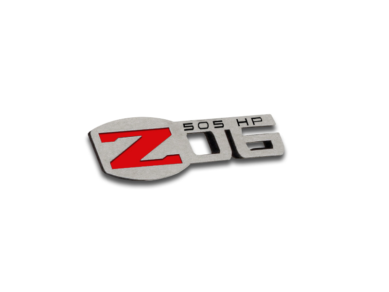 2005-2013 C6 Corvette, Z06 Z06 Stainless Badges 4pc Set 1.71" x .5", Stainless Steel