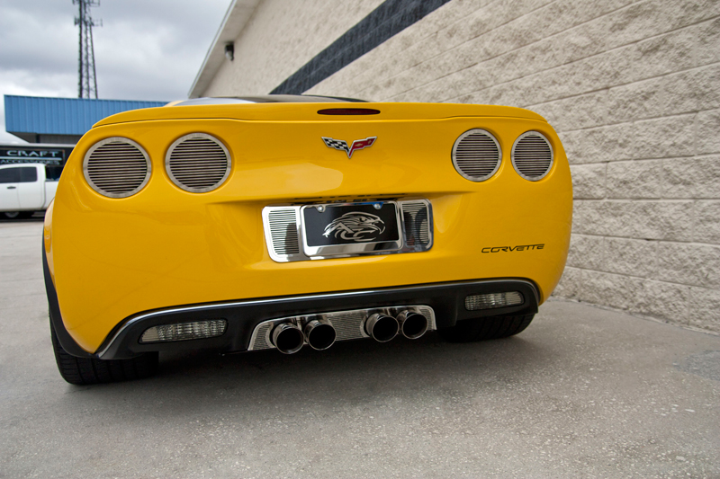 2005-2013 C6 Corvette, Taillight Covers" NEW Billet Style" w/ Black out Kit 8pc, Stainless Steel