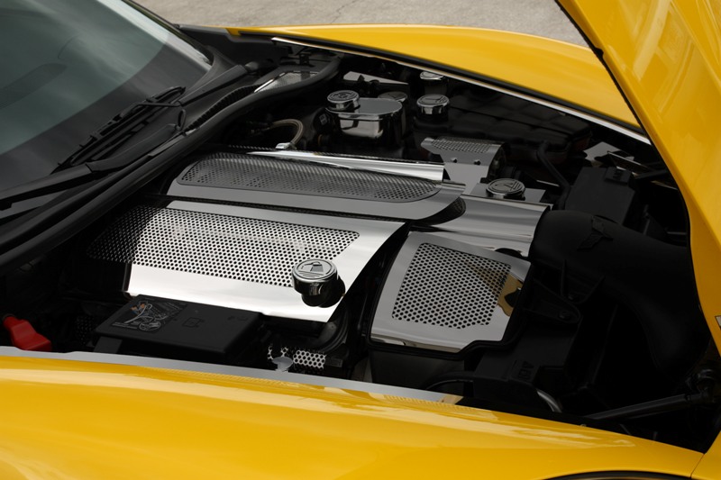 2008-2013 C6 Corvette, LS3, Fuel Rail Covers Perforated Replacement w/cap C6 08-13, Stainless Steel