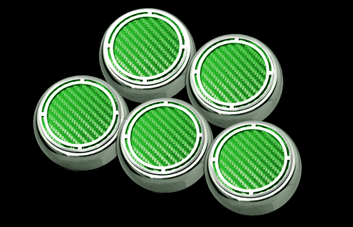 1997-2013 C5/C6 Corvette AUTO, Cap Cover Set Slotted Carbon Fiber 5pc Automatic, Green, Stainless Steel