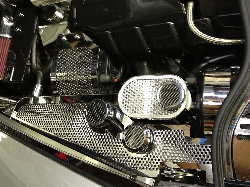 2005-2013 C6 Z06/GS/C6 Corvette Manual, Water Tank Cover Perforated w/chrome caps Standard C6/Z06, Stainless Steel