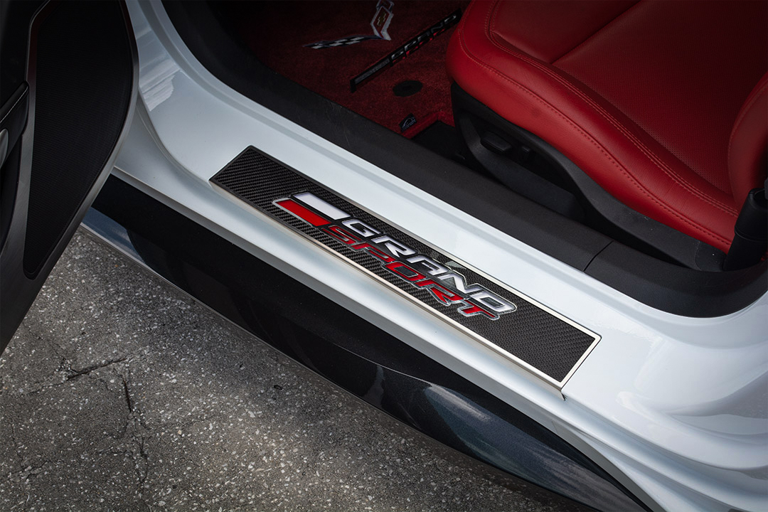 2014-2019 Corvette Grand Sport - Illuminated Grand Sport Door Sills Replacement Style Carbon Fiber 2PC, American Car Craft Light