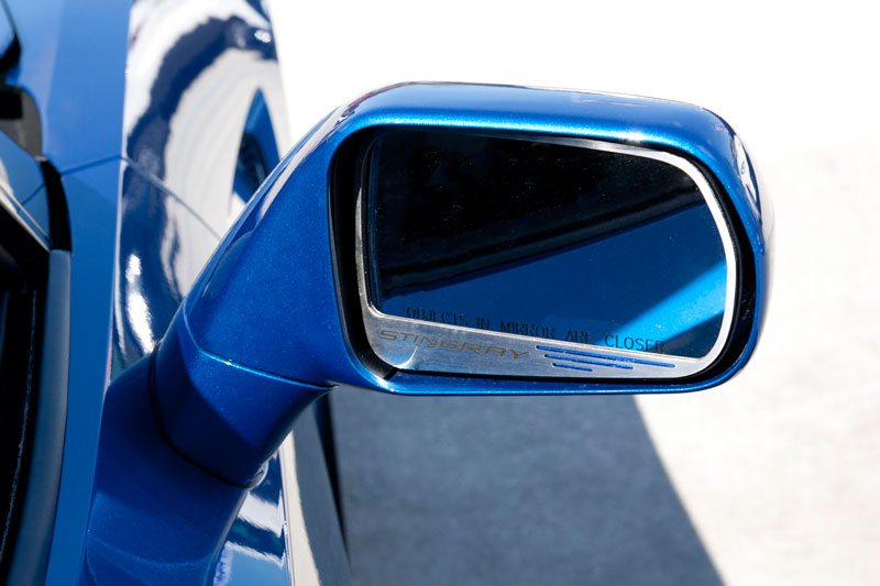 2014-2019 C7 Chevrolet, Side View Mirror Trim, American Car Craft BLUE 2pc Stingray Auto Dim Carbon Fiber