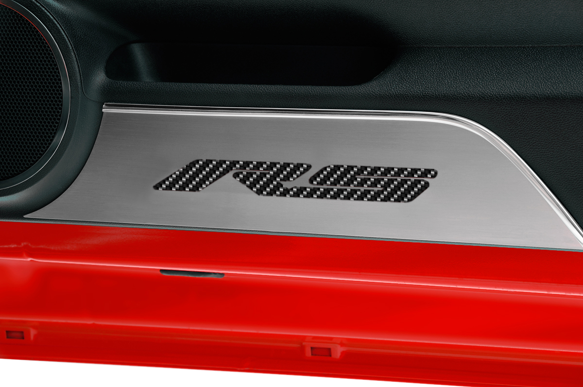 2010-2015 Camaro Door Panel Kick Plates "RS Style" Satin 2pc CF White, With WHTIE CARBON FIBER vinyl