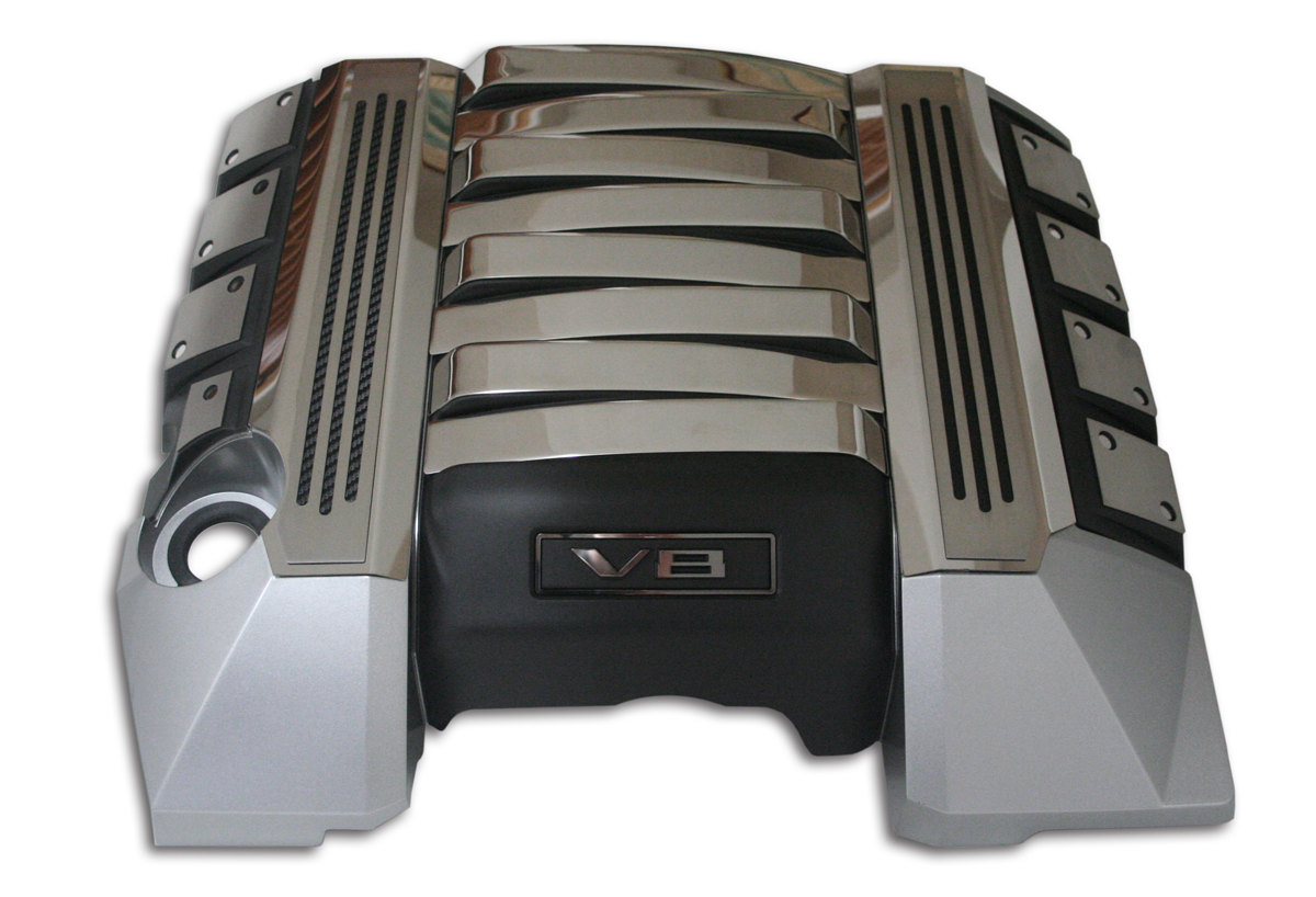 2010-2015 Camaro SS with Factory Fuel Rail Covers Polished Carbon Fiber "Ribbed", ; Dark Blue Carbon Fiber Vinyl, ; Fits all