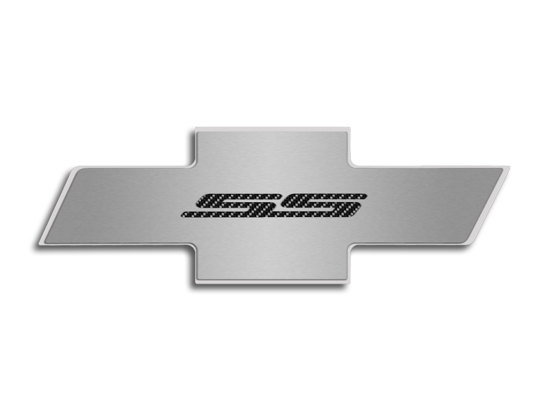 2010-2015 Camaro Hood Badge "SS" Stainless Emblem fits factory hood pad  Black Carbon Fiber, ; Black Carbon Fiber vinyl color