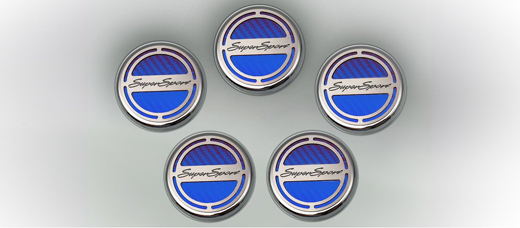 2010-2015 Camaro V8 Cap Cover Set Carbon Fiber "Super Sport" Series Automatic 5pc CF Blue, Blue Carbon Fiber