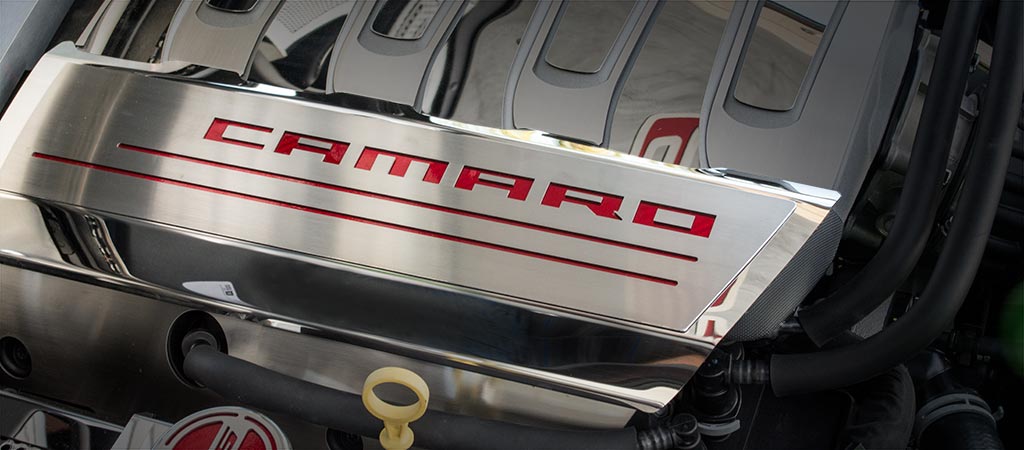 2016-2019 Chevrolet Camaro, Fuel Rail Cover Top Plate Satin Top Plate  ''Camaro Style''  White Carbon Fiber