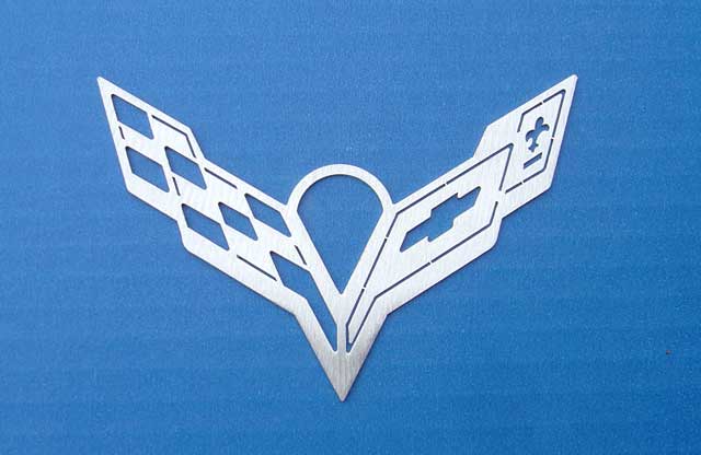 C7 Corvette Stingray Flag Brushed Metal Ornament - Silver
