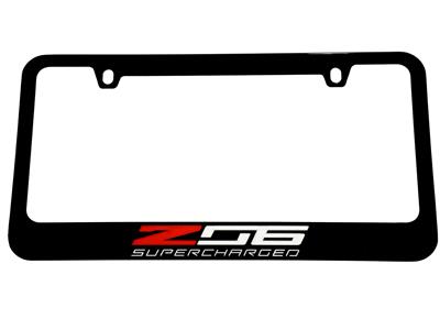 C7 Corvette Z06 14-19 License Plate Frame / Bezel - Z06 Logo, Black Frame