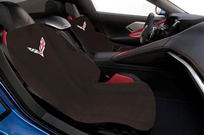 C8 Corvette Stingray 2020-2022 Seat Armour / Savers Black with C8 Logo