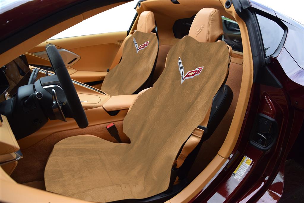 C8 Corvette Stingray 2020-2022 Seat Armour / Savers Tan with C8 Logo