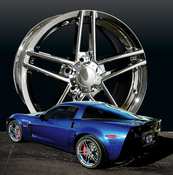 C6/Z06 Corvette Chrome Wheel Exchange 2005-2007 style, (2)18x9.5 and (2)19x12