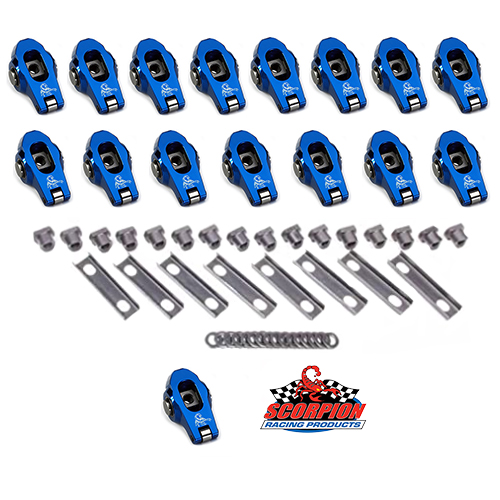 Scorpion Racing Products 1.8 LS1 Race Series Rocker Arm Set of 16, 8mm Pedestal Mount LS1, LS2, LS6, LS364/400