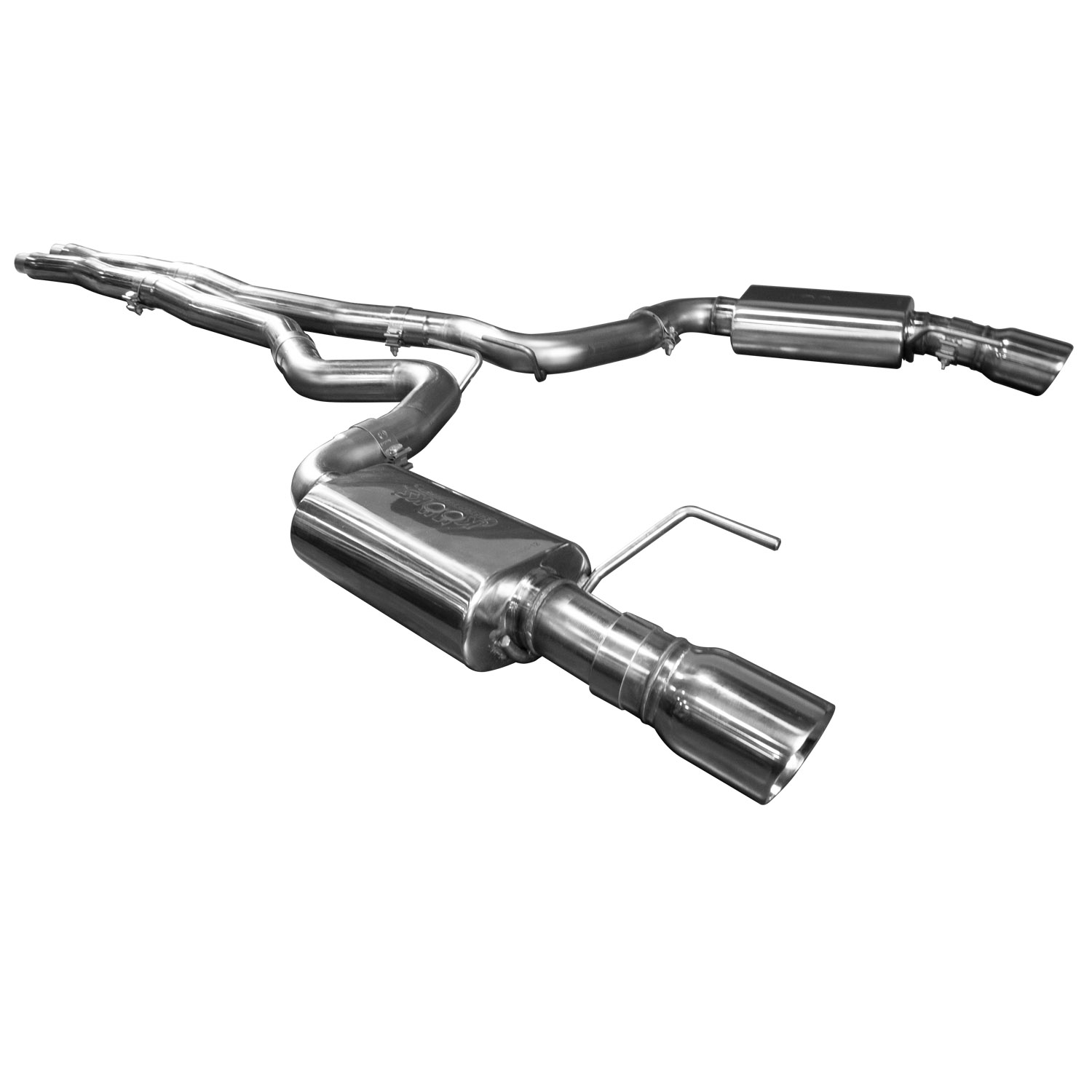 Cat Back Exhaust System 3" 15-Pres Mustang 5.0L 4V Convertible X-Pipe/3" Tubing/3" Oval Race Mufflers 4" Slash Cut Tips