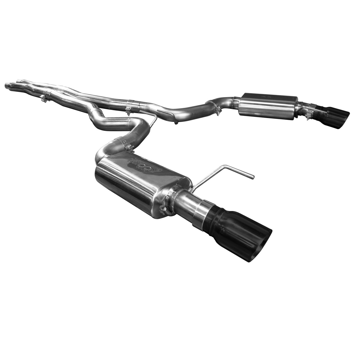 Cat Back Exhaust System 3" 15-Pres Mustang 5.0L 4V Convertible X-Pipe/3" Tubing/3" Oval Race Mufflers 4" Slash Cut Tips