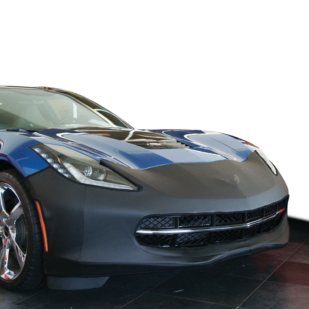 2014+ C7 Corvette Stingray GM OEM Front End Cover Bra, Nose Mask w/Black Cross Flags Logo