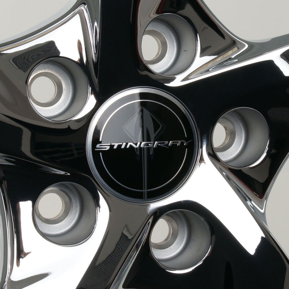 2014 C7 Corvette Stingray Center Cap w/Stingray Logo, Black Accents