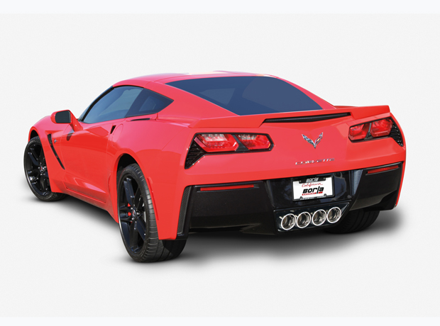 C7 Corvette Stingray 2014-2019 Rear BORLA Section Exhaust ATAK, Dual Round Rolled Angle-Cut Intercooled