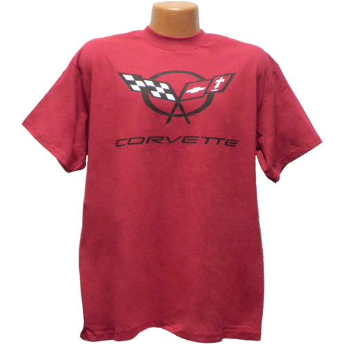 Chevrolet C5 Corvette Emblem Maroon Tee Shirt MEDIUM -