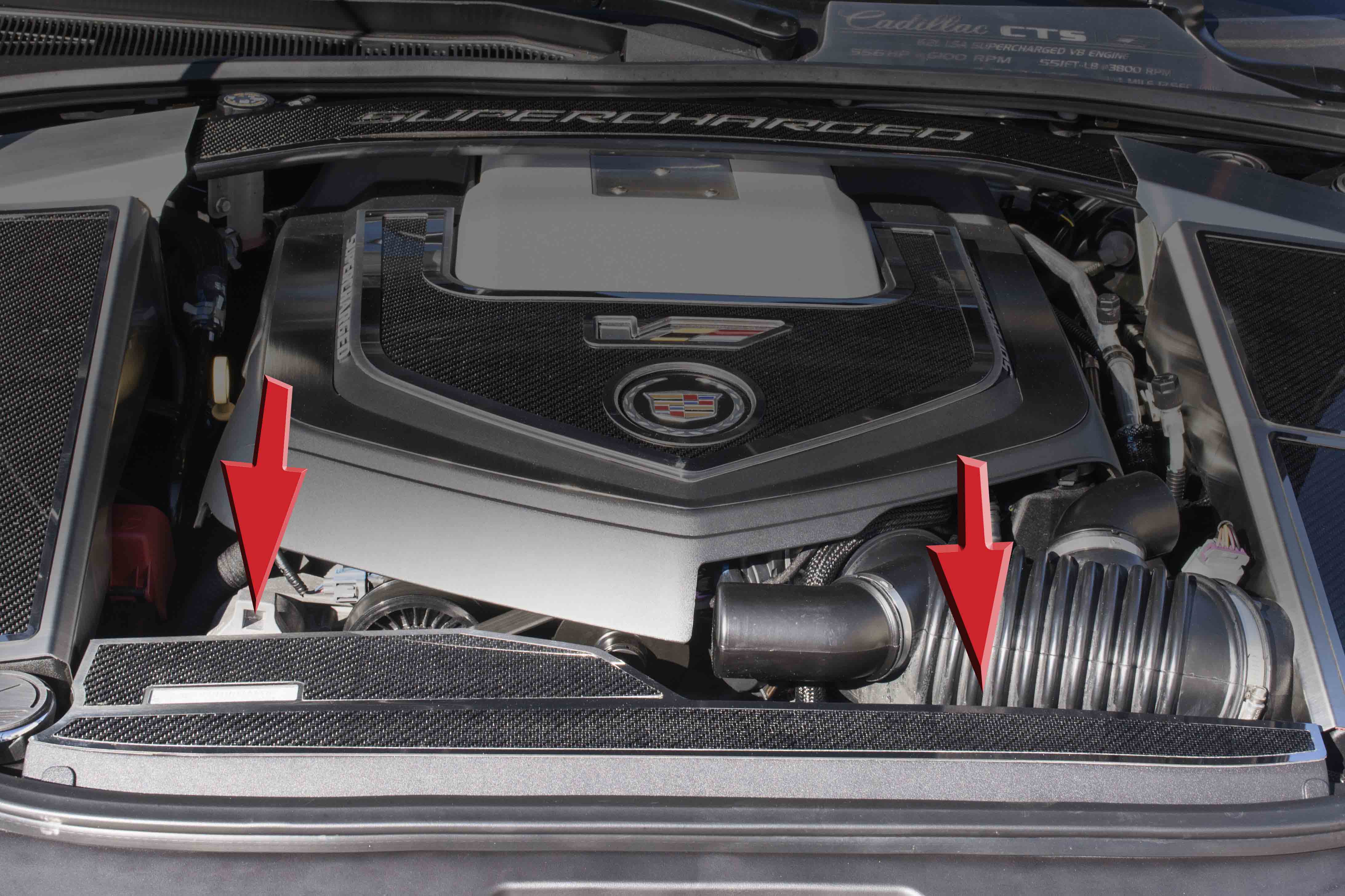 2006-2015 Cadillac CTS V Carbon Fiber Radiator Cover, Brushed Finish