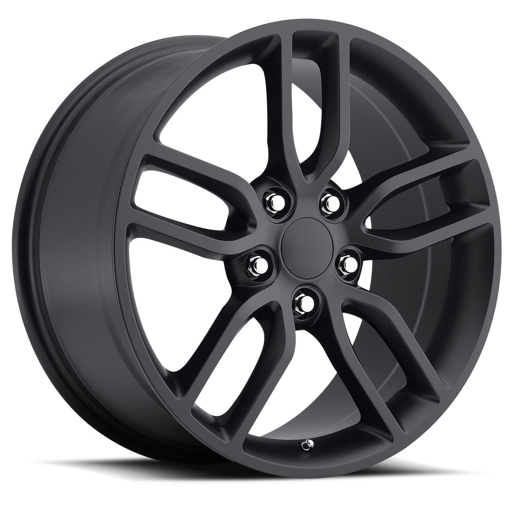 C7 Corvette, Satin Black Reproduction Z51 Split Spoke Wheels, Single Wheel