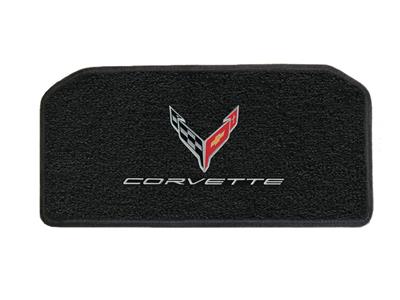 C8 Corvette Stingray 2020-2022 Ebony / Black Lloyds C8 Cross Flag Emblem & Script Front Trunk Mat