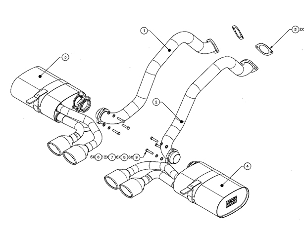 EC-Type Axle-Back Exhaust System, 1997-2004 Corvette 5.7L V8 Automatic/Manual Tr