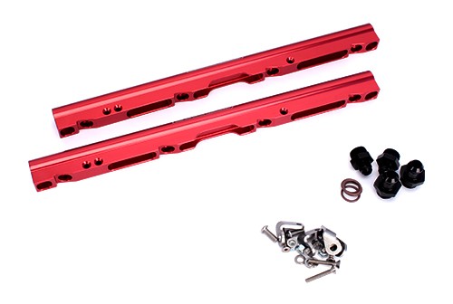 C5 Corvette LS1/LS6 Billet Fuel Rail Kit for LSXR Intake Red Anodized