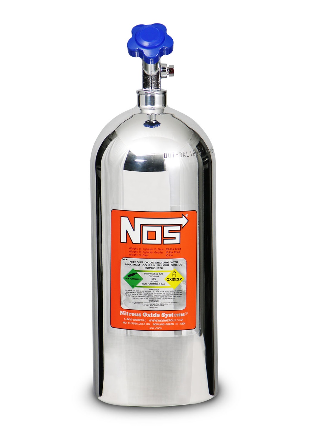 Nitrous Oxide Bottle, NOS Bottles, POLISHED 10LB. BOTTLE