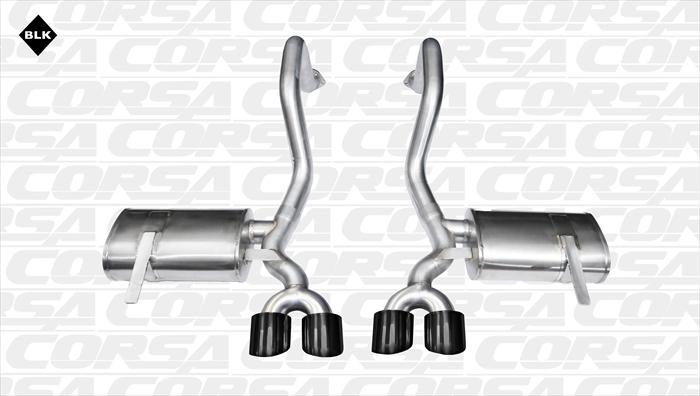 C5 & C5 Z06 Corvette Corsa Xtreme twin 4.0" Polished Diamond Black Pro-Series Stainless Steel Tips