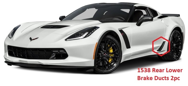 C7 Corvette Z06, Grand Sport, Custom HydroCarboned, Painted, Rear Brake Ducts Z06 Lower, Pair