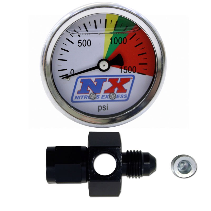 Nitrous Express Corvette, Camaro, Cadillac, Nitrous FLO-Thru Pressure Gauge (0-1500 psi) 4AN fitting