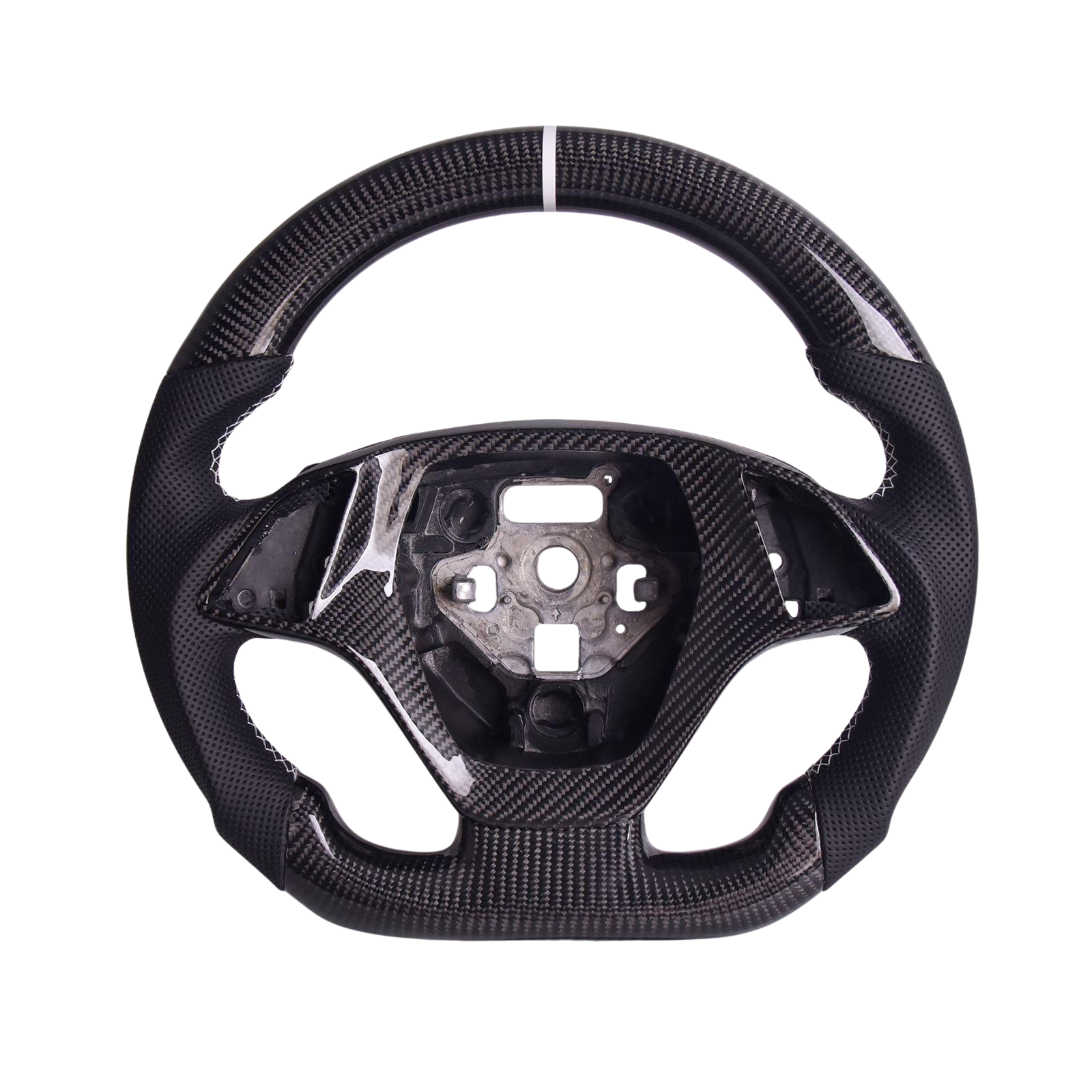 EOS Chevrolet Corvette C7 Black Leather White Stitching - Without Button Cover
