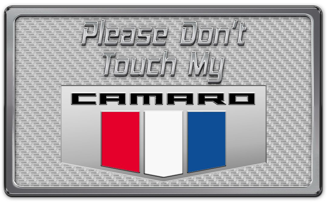 2010-2015 Camaro 2010-2015 Camaro Please Don't Touch My Dash Plaque, ; With faux White  Carbon Fiber