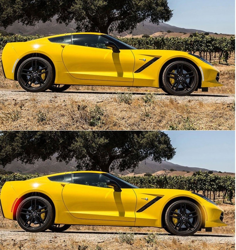2014-19 Chevy Corvette C7 LED Side Marker Light, Front / Rear Amber / Red w/ Clear Lens, Set of 4