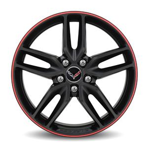 C7 Corvette Stingray, GM OEM,19/20 Inch Tire and Wheel Pacakage (5Y2) Satin Black with Yellow Stripe