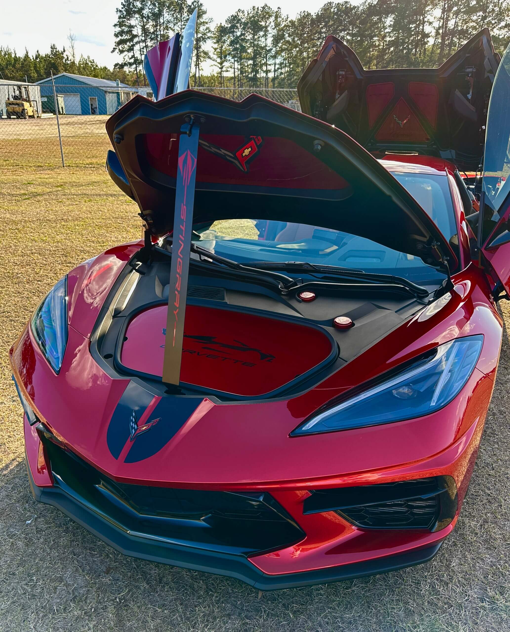 2020-2026 C8 Corvette Frunk Lid Prop - C8.R ("R" in Red)