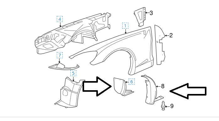 C6 Z06/ZR1/GS Corvette Front Fender, LH Rear Wheel Inner Liner, GM OEM