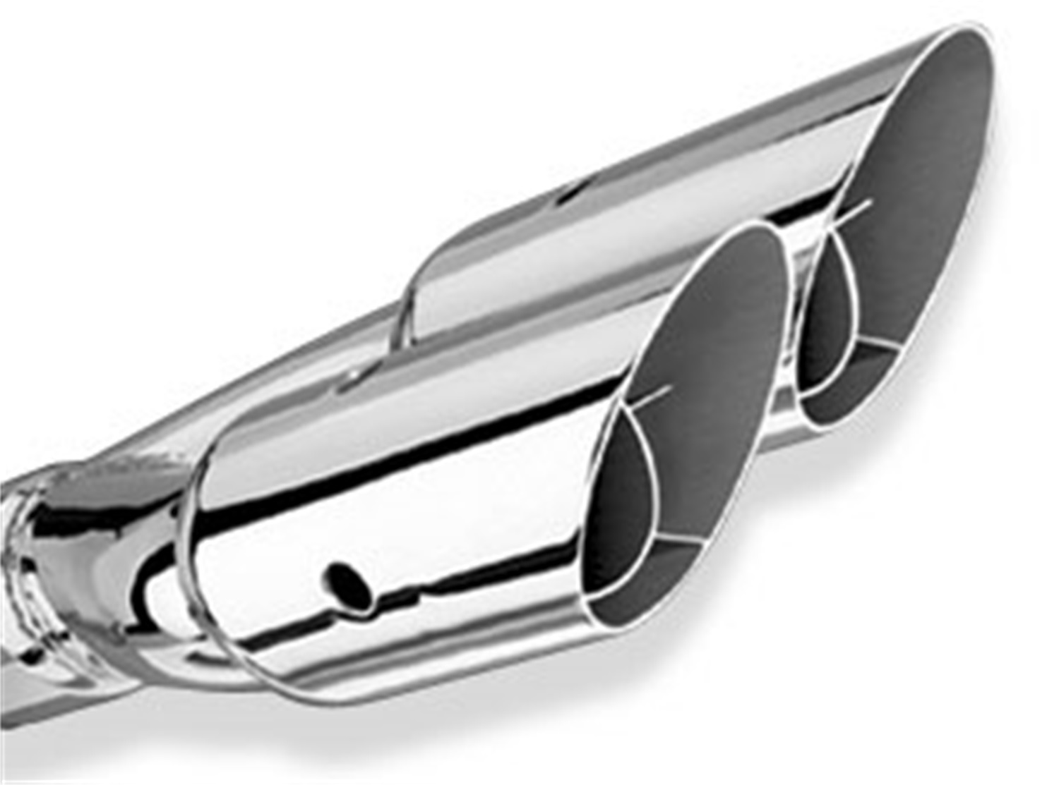 Universal Exhaust Tip T-304 Stainless Steel 2.5" Inlet, 3" Dual Round Angle-Cut