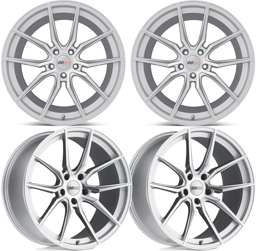 20-25+ C8 Corvette Spider 20x9" & 20x12" Wheel Set Silver W/ Machined Mirror Fac