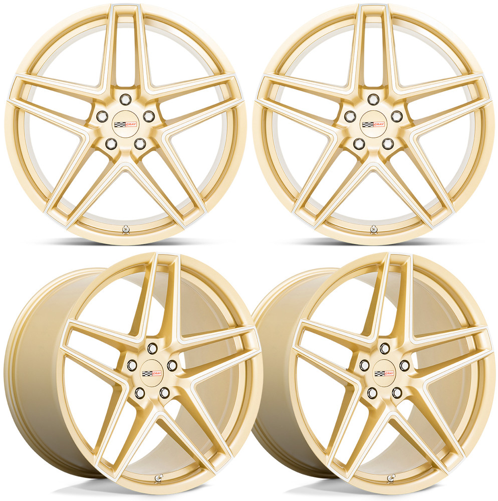 20-25+ C8 Corvette Panthera 20x9" & 21x12" Wheel Set Gloss Gold W/ Mirror FaceIn