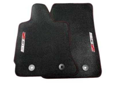 2014+ Corvette Stingray GM OEM Front Floor Mats, Z06 Logo, Black w Red Stitching