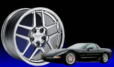 C5/Z06 Corvette 2002-2004 GM Chrome Wheel Exchange, (2) 17x9.5 and (2) 18x10.5