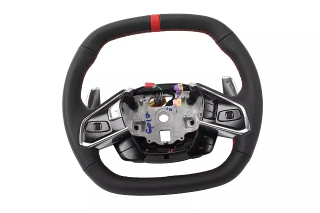 C8 Corvette Leather Steering Wheel, Red Stitching & Stripe (Heated)